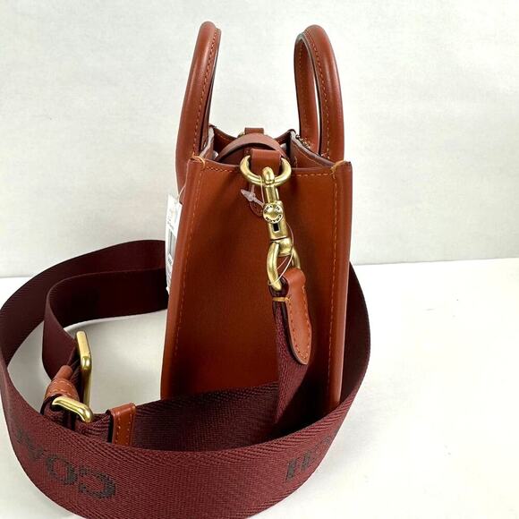 Coach Ace Tote Bag 17 In Signature Canvas IN Tan/Rust CT891 New - Picture 4 of 13